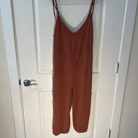 Free People Pants - Free People double spaghetti strap jumpsuit, cotton , color washed brick/salmon